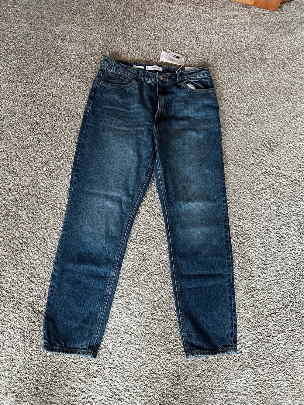Mango Mom Straight Leg Dark Blue Jeans